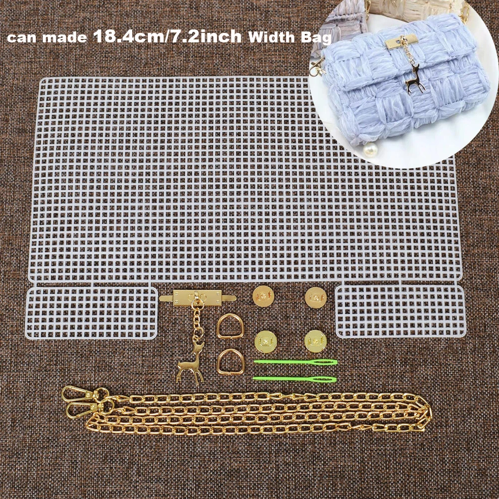 Kit De Bordado Para Bolso De Malla Plástica - 8 Piezas, Incluye Mallas, Adornos Y Accesorios - Manualidades, Crochet