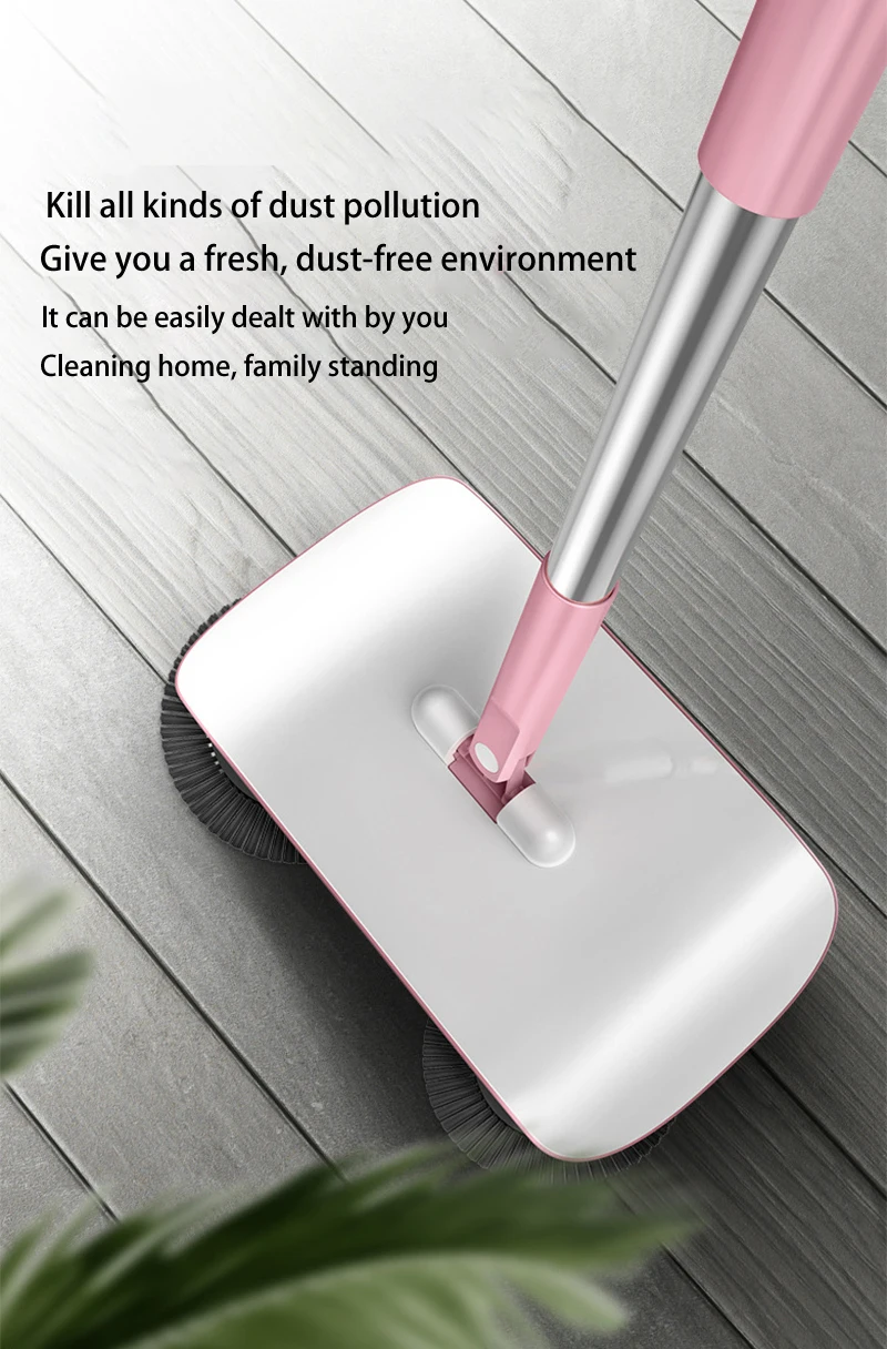 Hand Push Sweeper Magic Broom Dustpan Set Housework Cleaning Mopping All-in-one Sweeping Machine Wet and Dry Mopping Tool