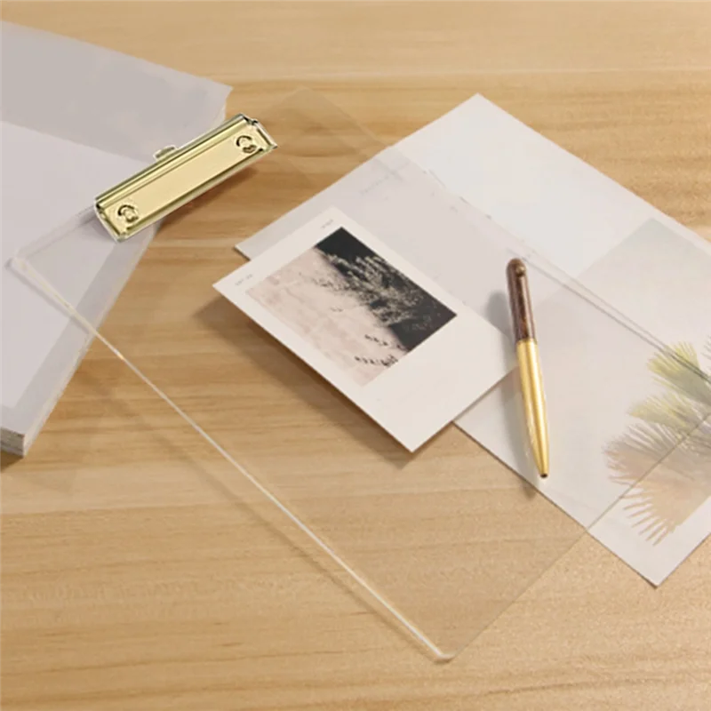 골드 클립이 포함된 투명 아크릴 클립보드 2팩, 8.8X12.2 A4 편지 크기, 학교 및 가정 용품, 사무용품 재스민