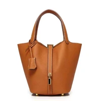 New Leather Luxury Handbag, High-end Soft Leather Bucket Bag, Cowhide Portable Gift Bag, Commuting Versatile Women's Bag
