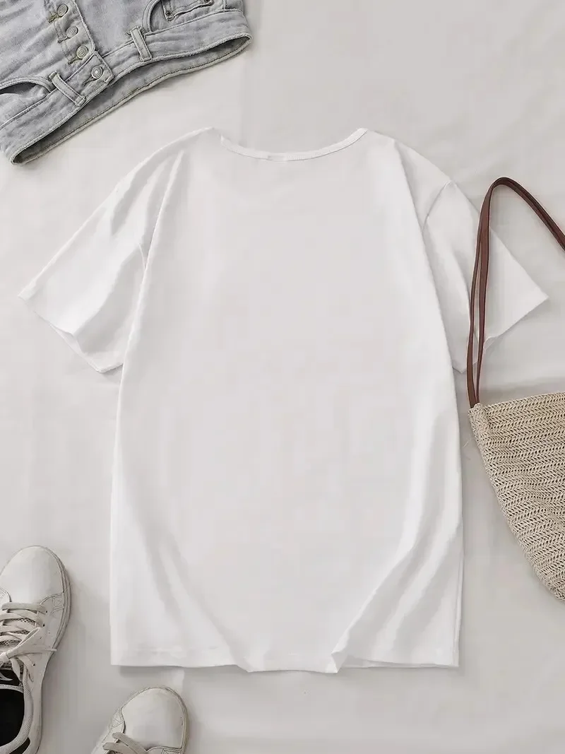 T-shirt da donna con stampa di pesci nautici, maglietta grafica a tema vita marina, a maniche corte, oversize, top estivo, streetwear alla moda, camicia estetica - immagine 4