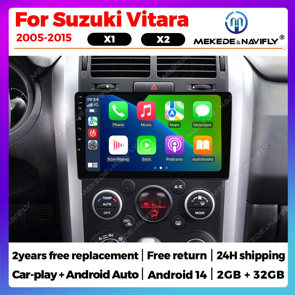 Car radio Android 14 For Suzuki Grand Vitara 3 2005-2010 2011-2015 Autoradio Multimedia Player GPS BT Carplay Android auto 9inch