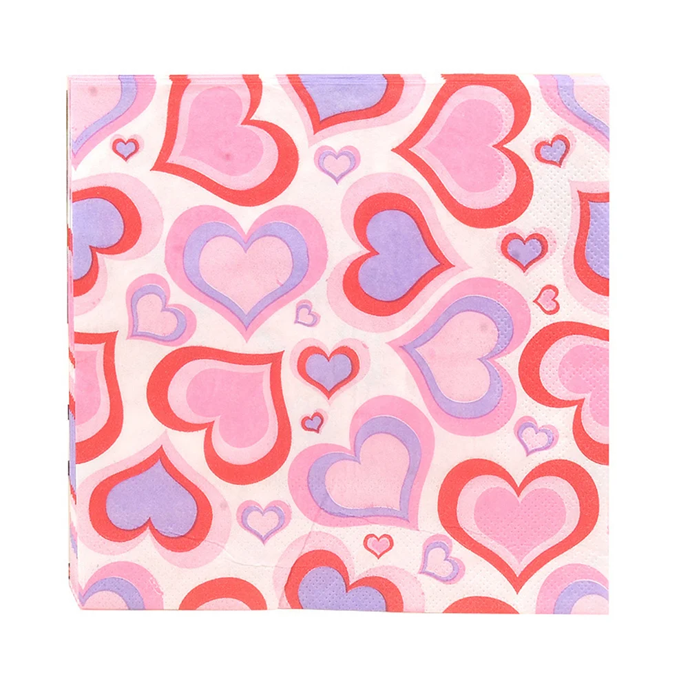 

60 Pack Dinner Decorative Napkins Colorful Love Heart Disposable Paper Party Napkins Perfect for Wedding Baby Shower Holiday