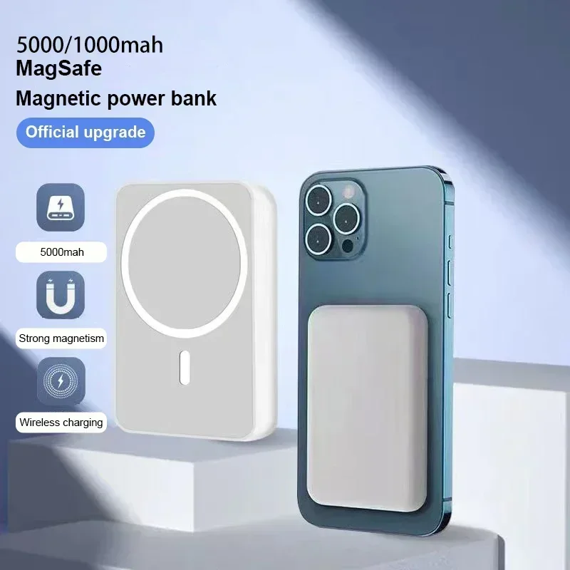 

Portable magnetic power bank with 15000mah charger magnetic wireless power bank with cable to type-c or lightning