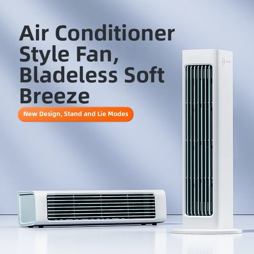 New Wireless Bladeless Tower Fan, Portable Usb Charging, Office Air Conditioner, Wall-mounted Fan_voghion.com