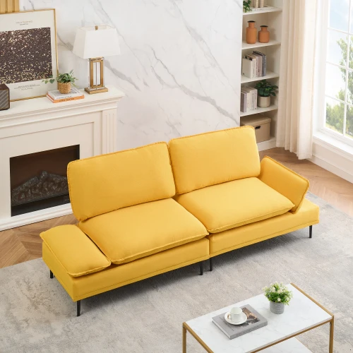 premium yellow cotton linen sofa 4