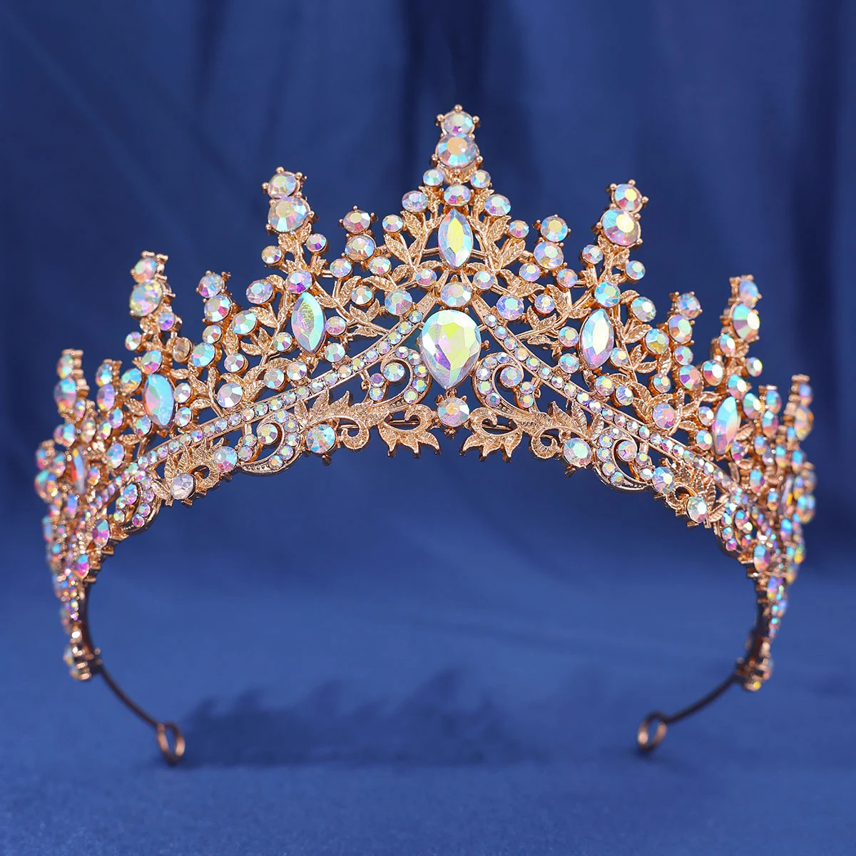 Luxuriöse mehrfarbige Kristall-Strass-Hochzeitskrone, barocke schwarze Tiaras, Prinzessin, Königin, Diadem, Haarschmuck für Frauen, Schmuck – Detail 17