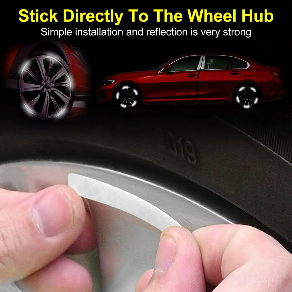 20PCS Car Wheel Hub Reflective Sticke Tire Rim Reflective Strips For Motorcycle Car Night Driving Safety Car-Styling Accessories