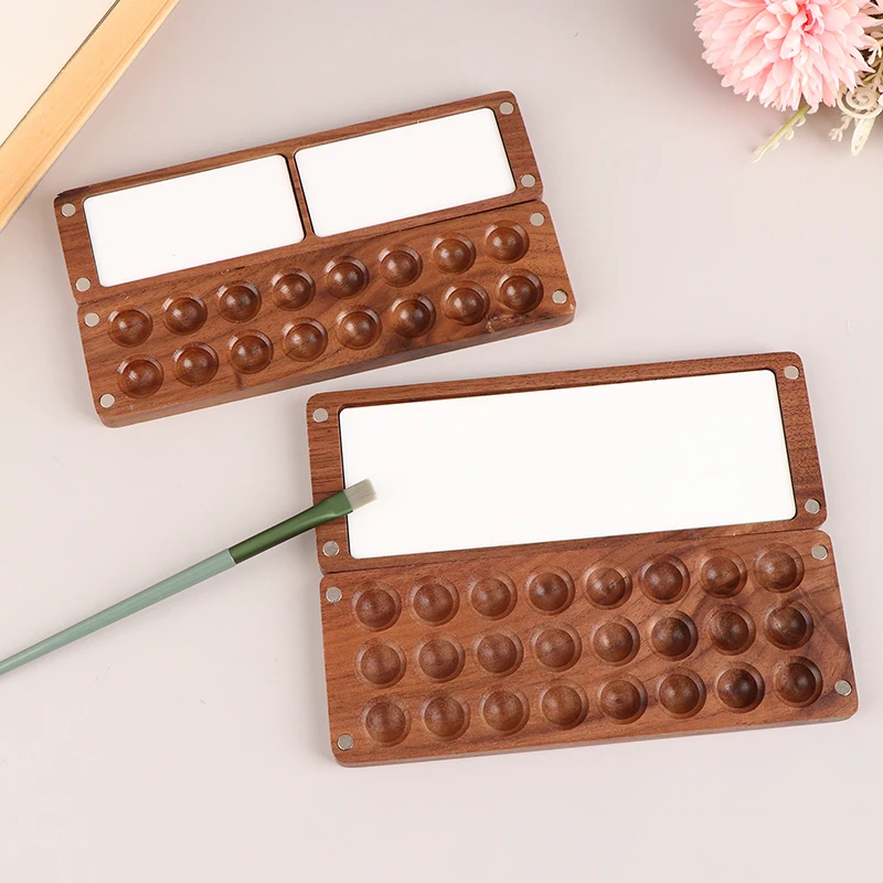 Portable Travel Wooden Handmade Watercolor Paint Palette Oil Paints Tray Box Empty Box Mini Black Walnut Paint