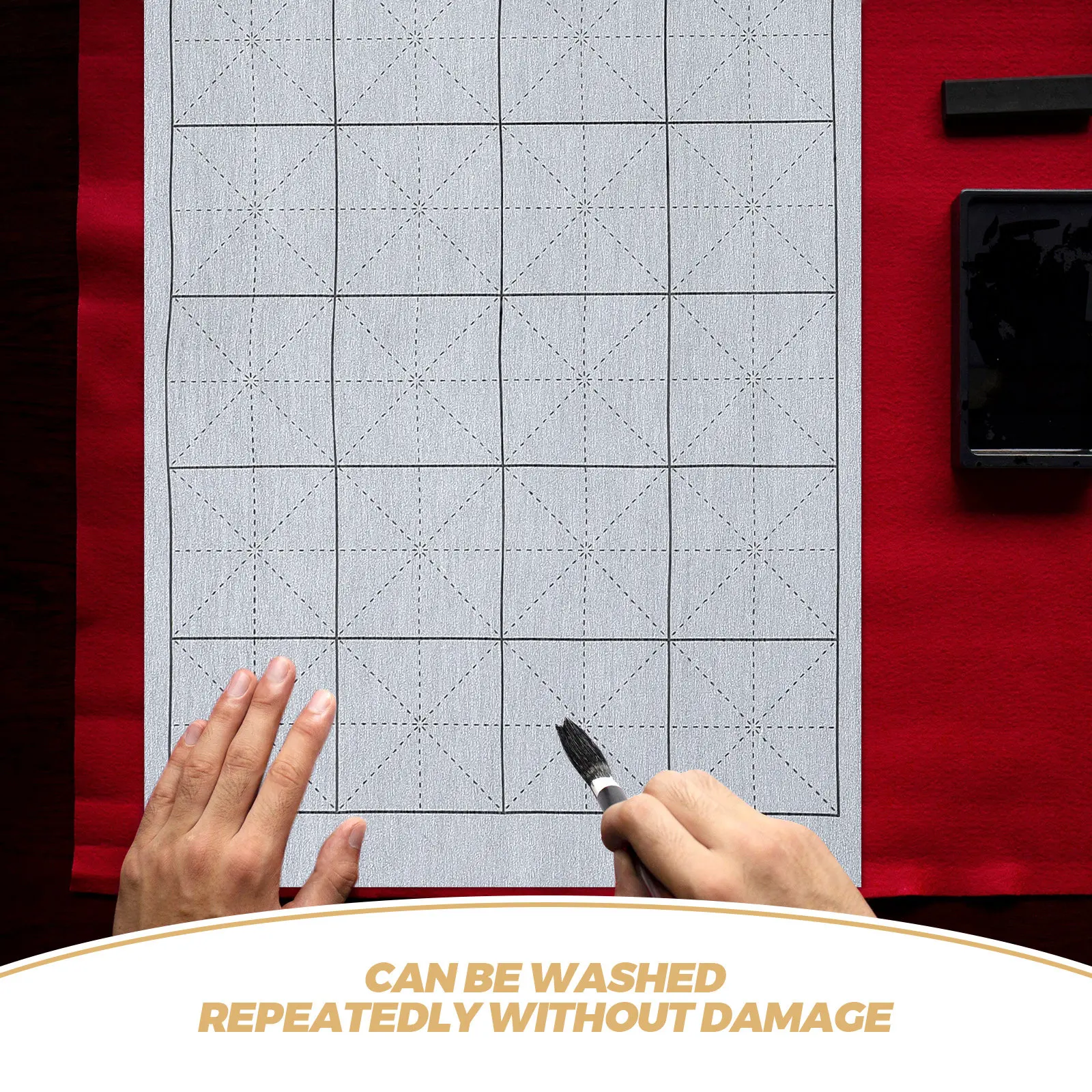 중국 서예 연습을 위한 3Pcs 재사용 가능한 물 그림 천, Xuan 종이 느낌의 빠른 건조 휴대용 매트, 매일 사용하기에 이상적