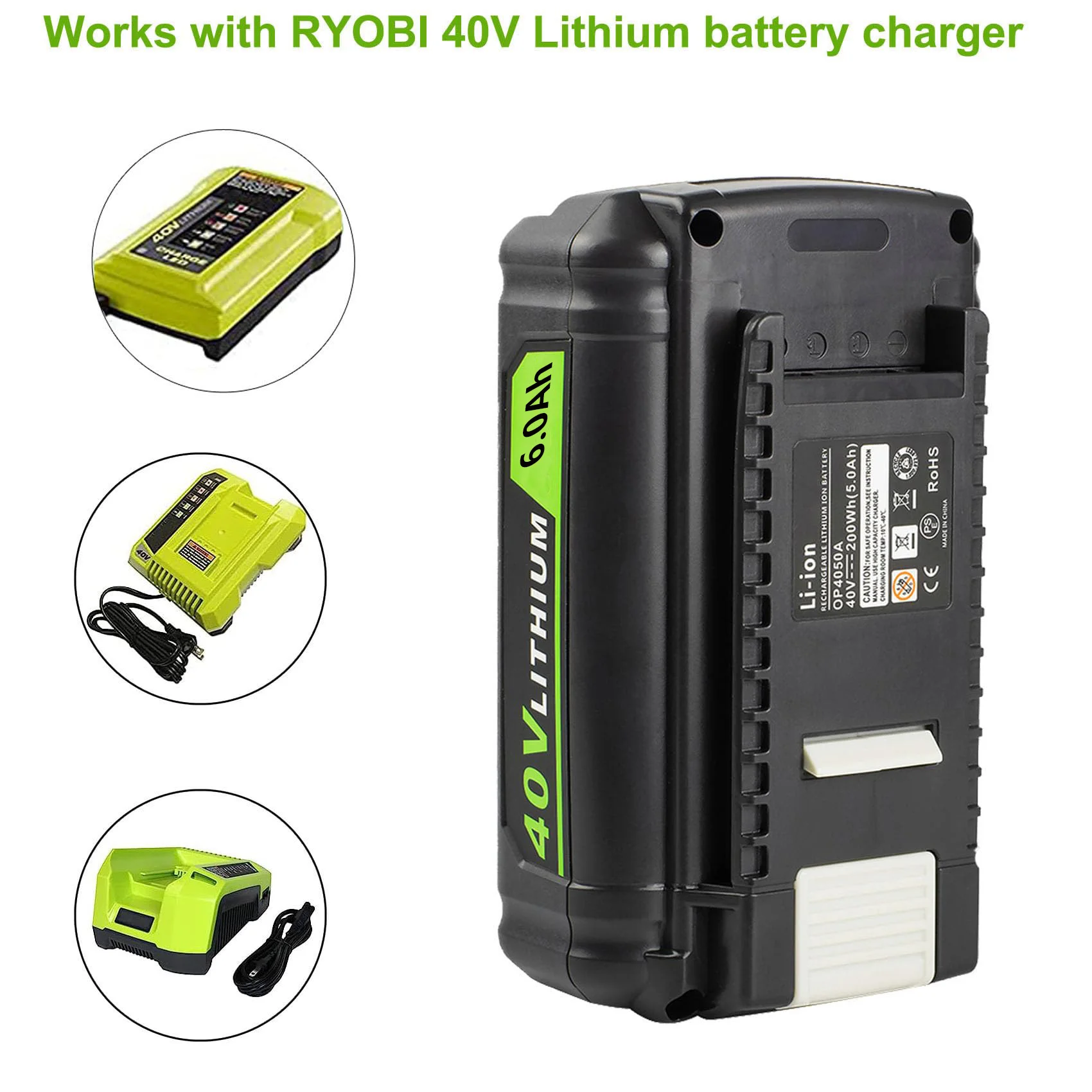 Ryobi Lithium 40v Battery Op4026 Compatible For Ryobi 40v Battery