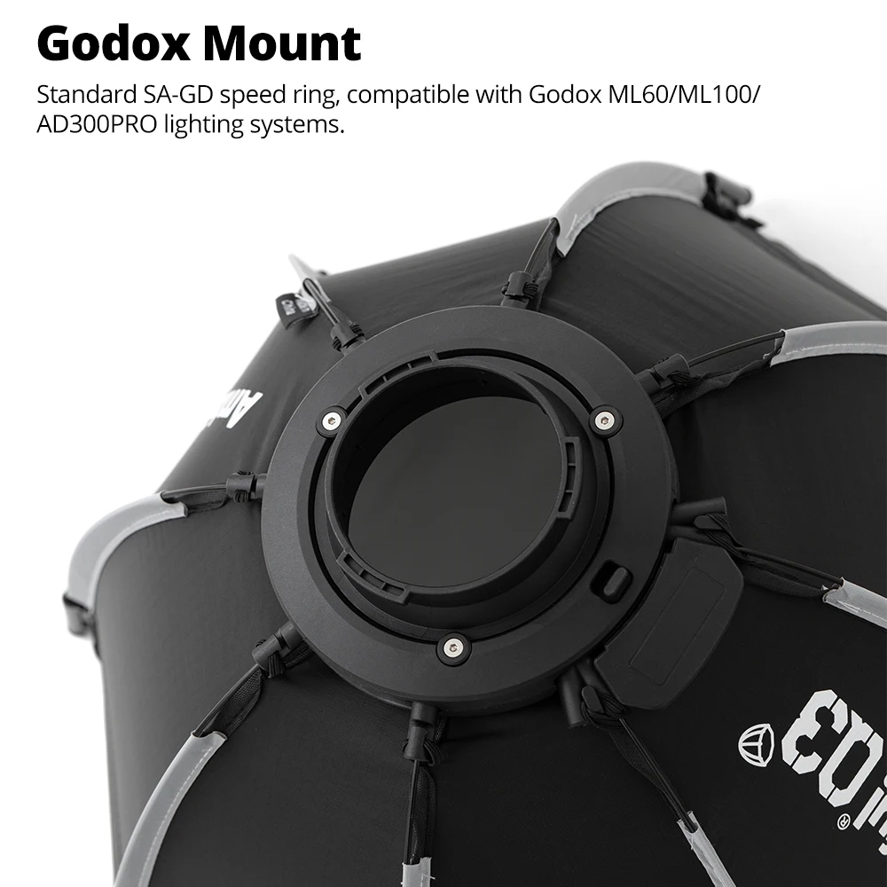 AMBITFUL Q3-40cm Q3-60cm GODOX 마운트 소프트박스 SA-GD 스피드 링 매트 박스 라이트 박스 (GODOX ML100 BI ML60 AD300Pro LED 플래시라이트용)