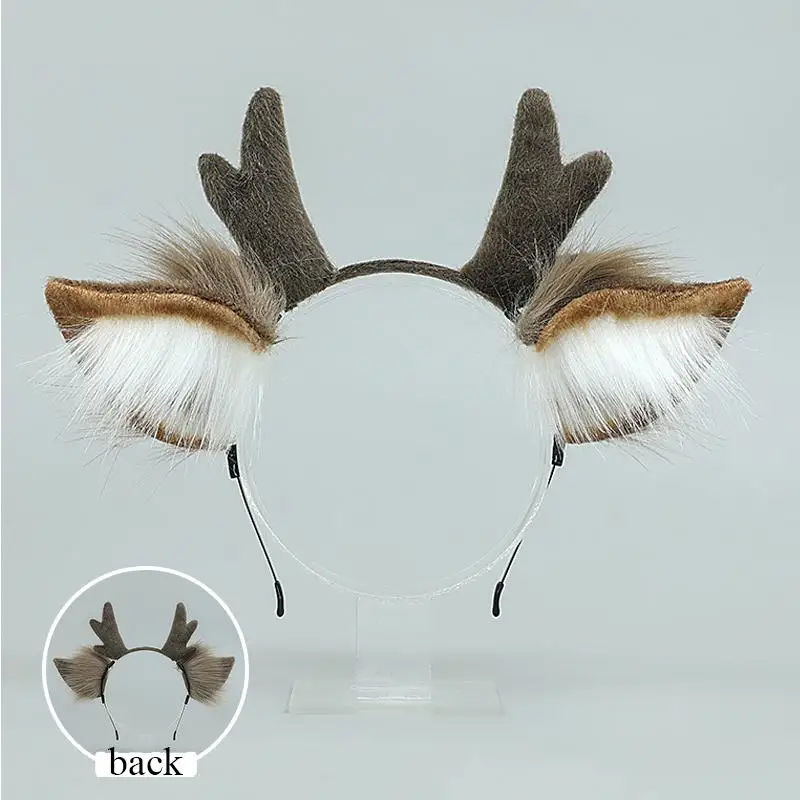 woxafo Diadema de astas de ciervo, disfraz de ciervo para mujeres adultas, lindas astas de reno con orejas, accesorios de disfraz para Halloween, Navidad, suministros de cosplay