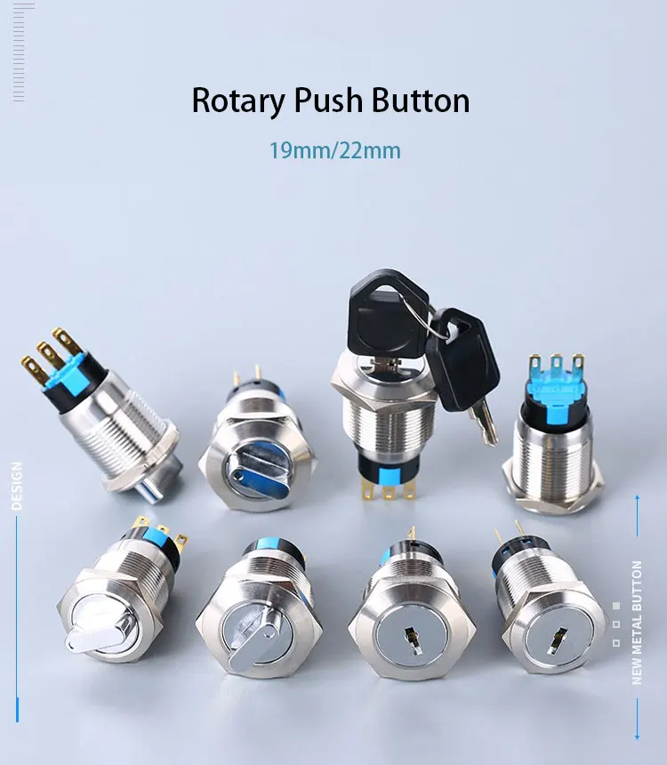 Description Picture 2 of item16/19/22mm metal rotary push button  2/3 position latching knob Switch Press Button rotary Rotate button LED light rotation IP65