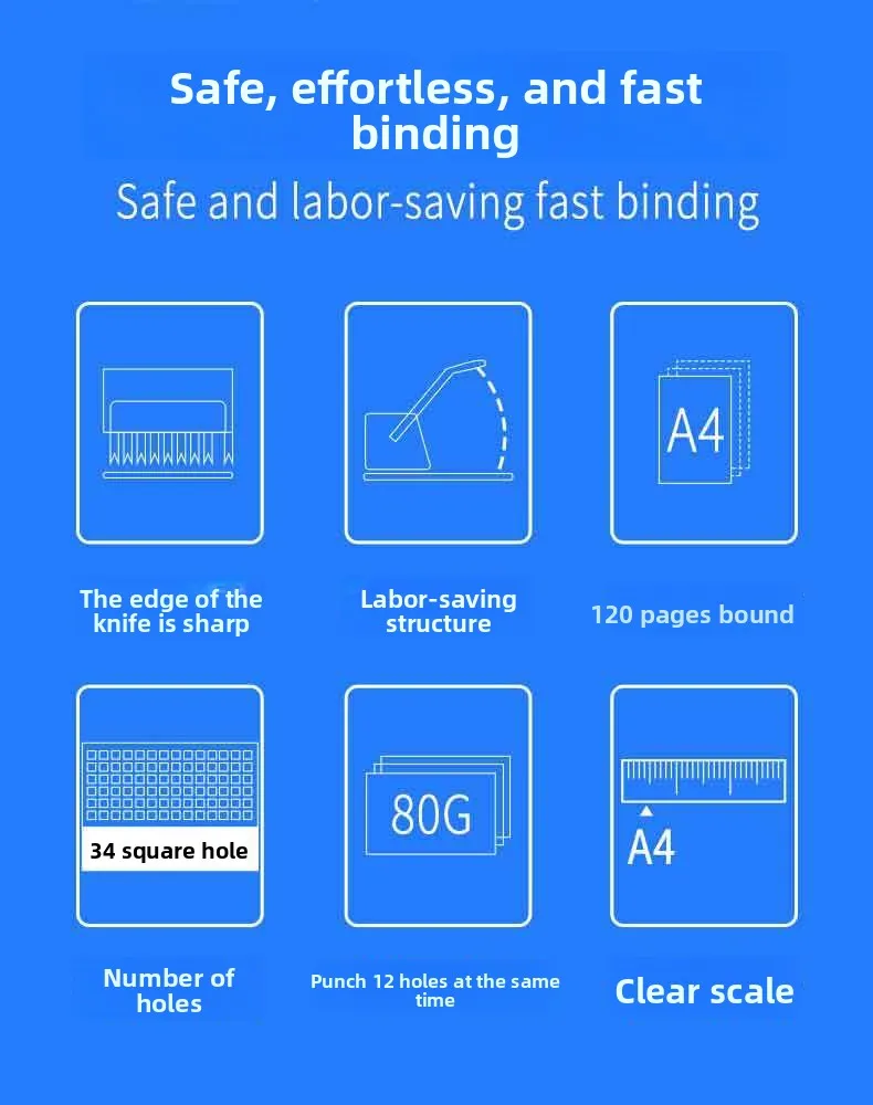 34홀 바인딩 기계, 계약 입찰용 소형 수동 책상 달력/벽걸이 달력 사각 홀 펀칭기 2026