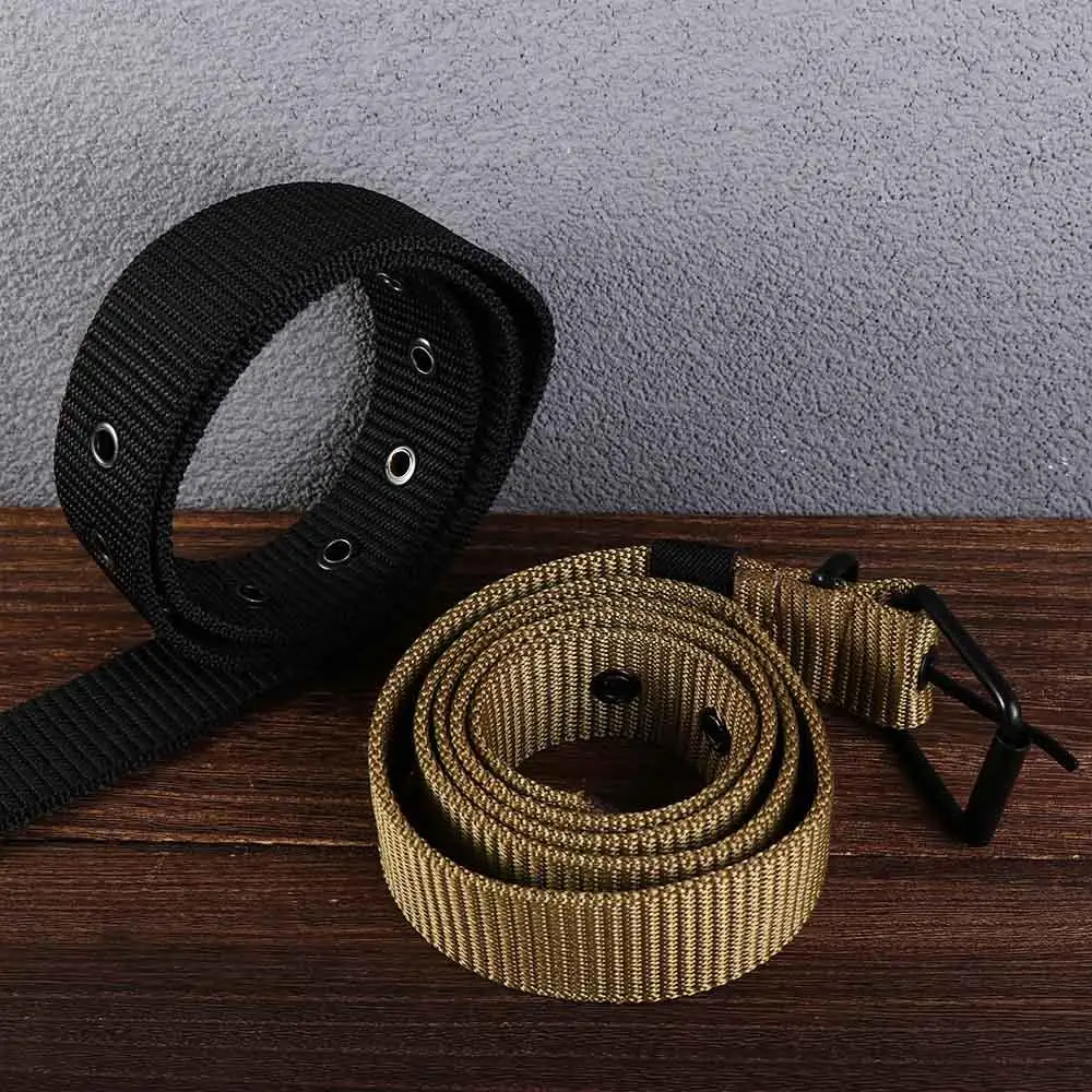 

Dresses Trendy Hollow Youth Alloy Pin Buckle Student Man Waistbands Nylon Canvas Waist Belts Korean Waist Strap