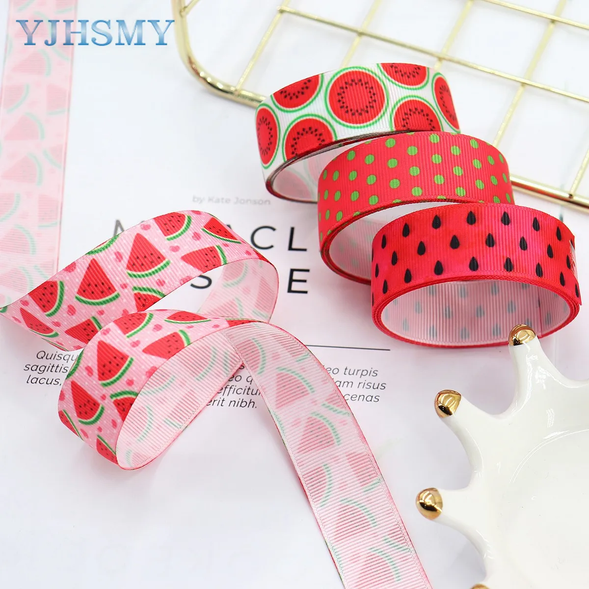 Strawberry Ribbon Summer Ribbon Fruit Printed Grosgrain Ribbon for Crafts  Assorted Ribbon Summer Party Baby Shower Decoration