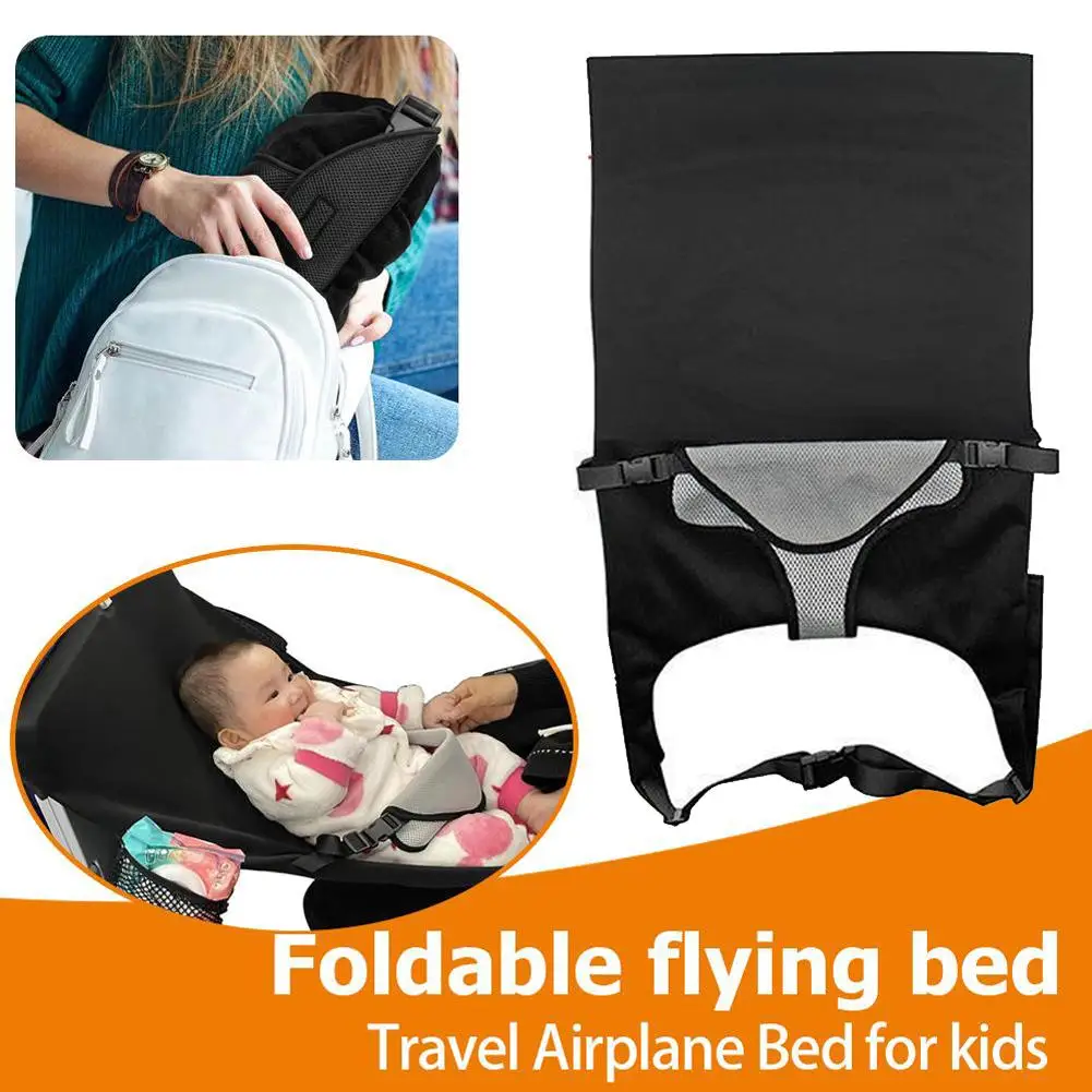 Lettino da viaggio per aereo per pedali per bambini Prolunga per sedile per bambini con tasca laterale Amaca per auto portatile Lettino da viaggio Culla per dormire K1F6 - immagine 3