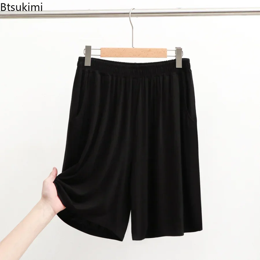 2025 HomeWear 바지 용 남성용 여름 캐주얼 반바지 수면 바지 남성 소프트 모달 바지 오버 사이즈 얇은 스트레치 반바지 남성