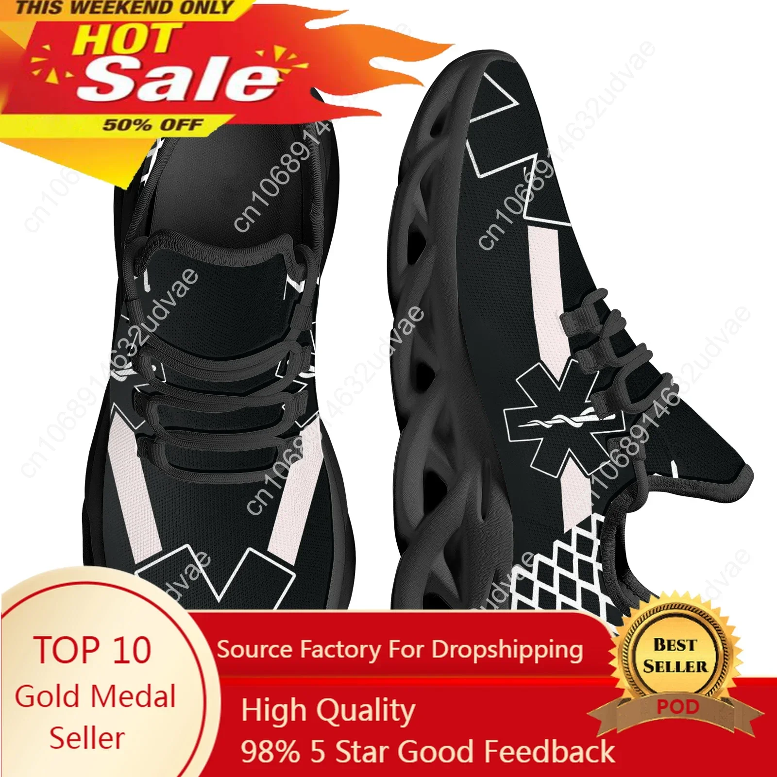 Paramedic EMT EMS Pattern Women Platform Sneakers Breathable Lace up Flat Shoes for Ladies Light Comfort Zapatos Hot