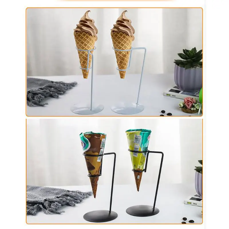 Ice Cream Cone Holder Display Stand with Base Popcorn Reusable Ice Cream Cone Holder for Picnic Summer Camp Birthday Wedding