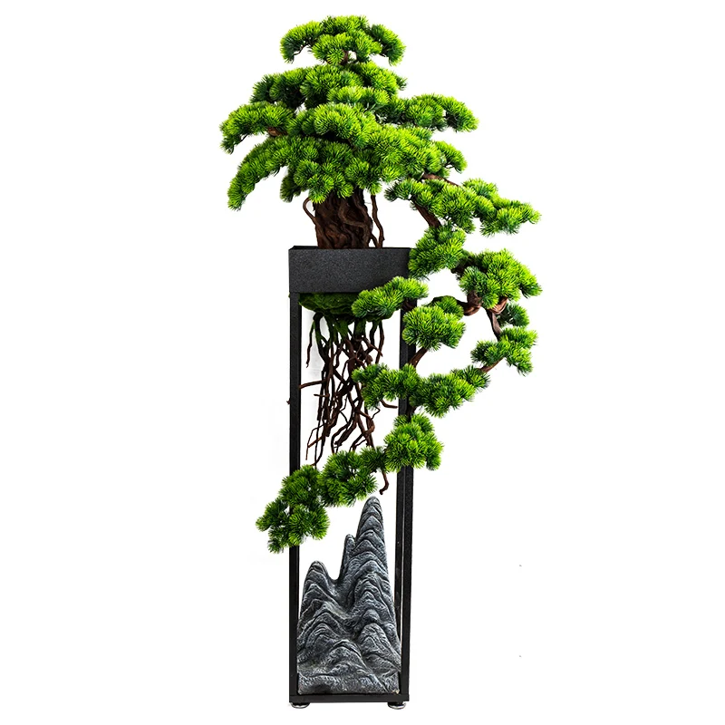 

YY Large Artificial Greeting Pine Bonsai Living Room on-the-Ground Green Plant Fake Trees