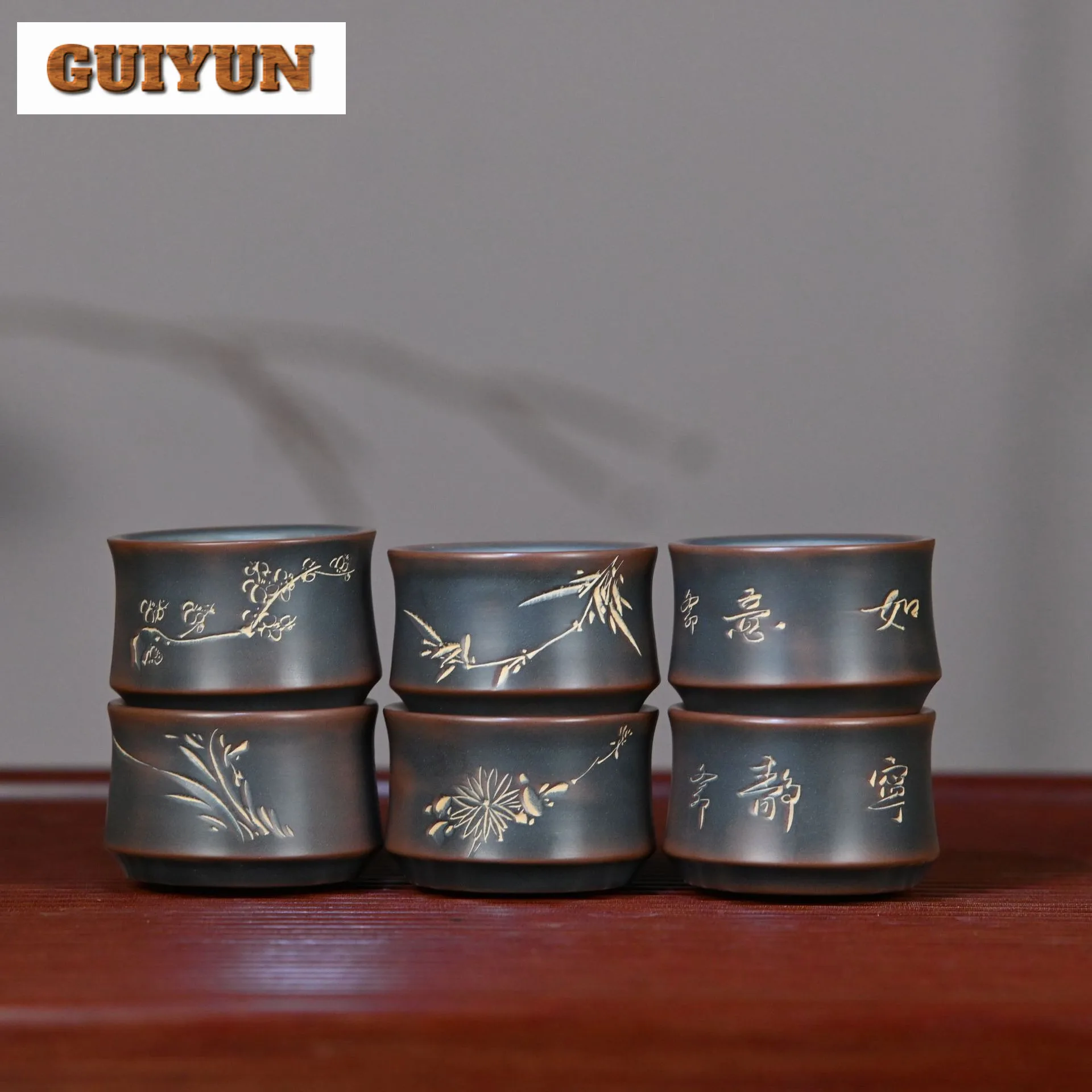 50ml Handmade Bamboo Knot Ceramic Teacup Chinese Qinzhou Nixing Guest Master Cup Taste Tea Bowl Meditation Cup Teaset Drinkware