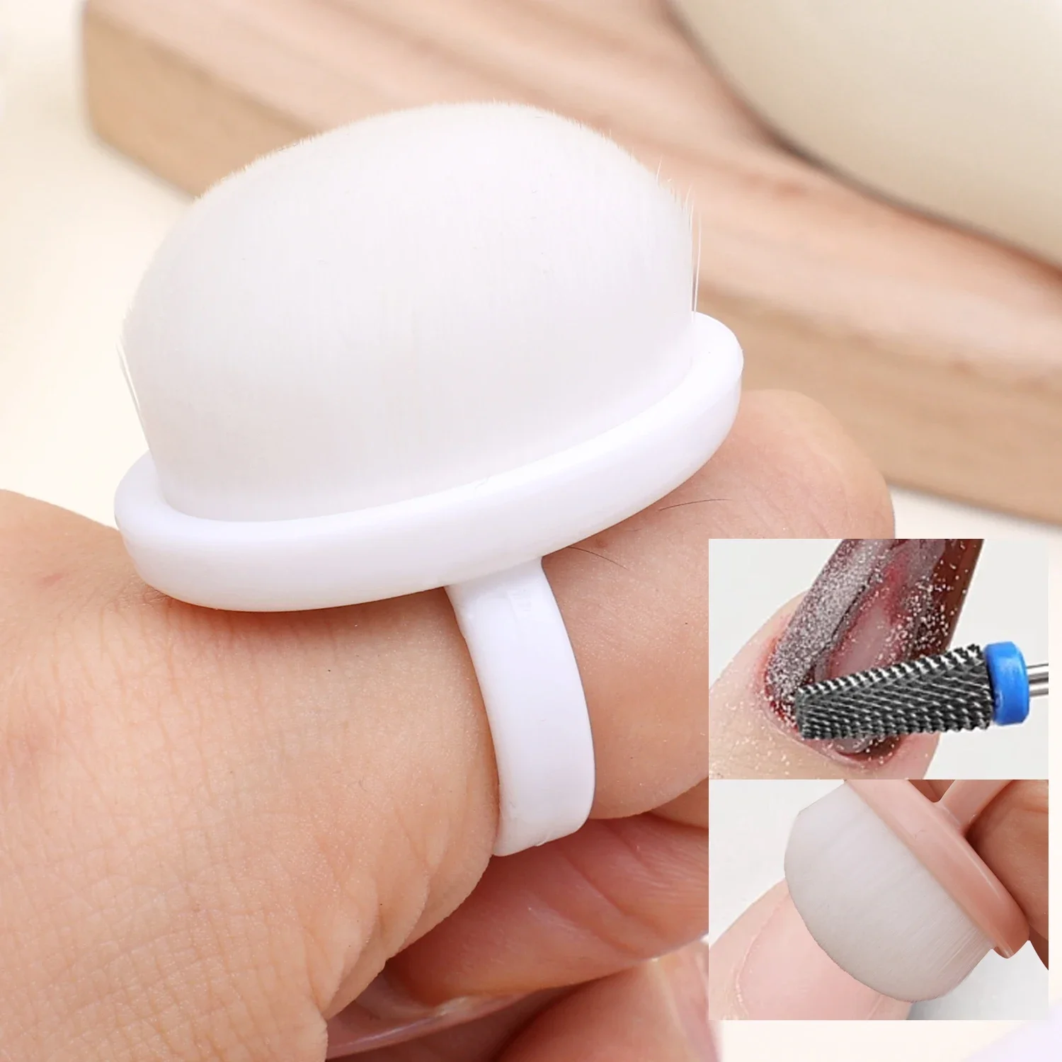 1-10pcs Nail Art Dust Brushes Nails Polish Clean Brush Ring Soft Hair Dust Removal Oval Gel Dust Cleaning Finger Manicure Tools 4