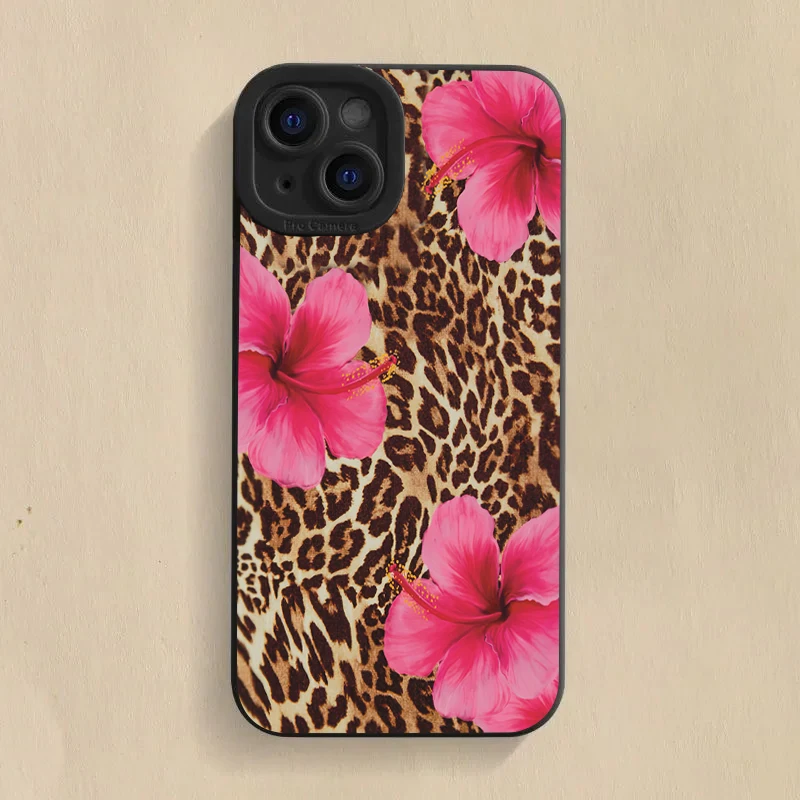 Leopard Print Floral Soft Phone Case Cover