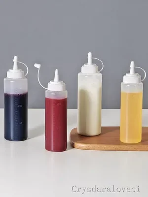 New 10Pcs Kitchen Transparent Plastic Squeeze Bottle Mustard Ketchup Dispenser Tube For Home Storage & Organization Supplies