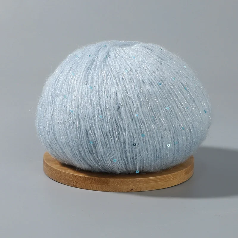 50g Lace  Mohair Yarn with Sequins  Crochet Knitting Yarn with Lurex Fashion Baby Soft Sweater Shawl Needlework Yarns with Loops 4