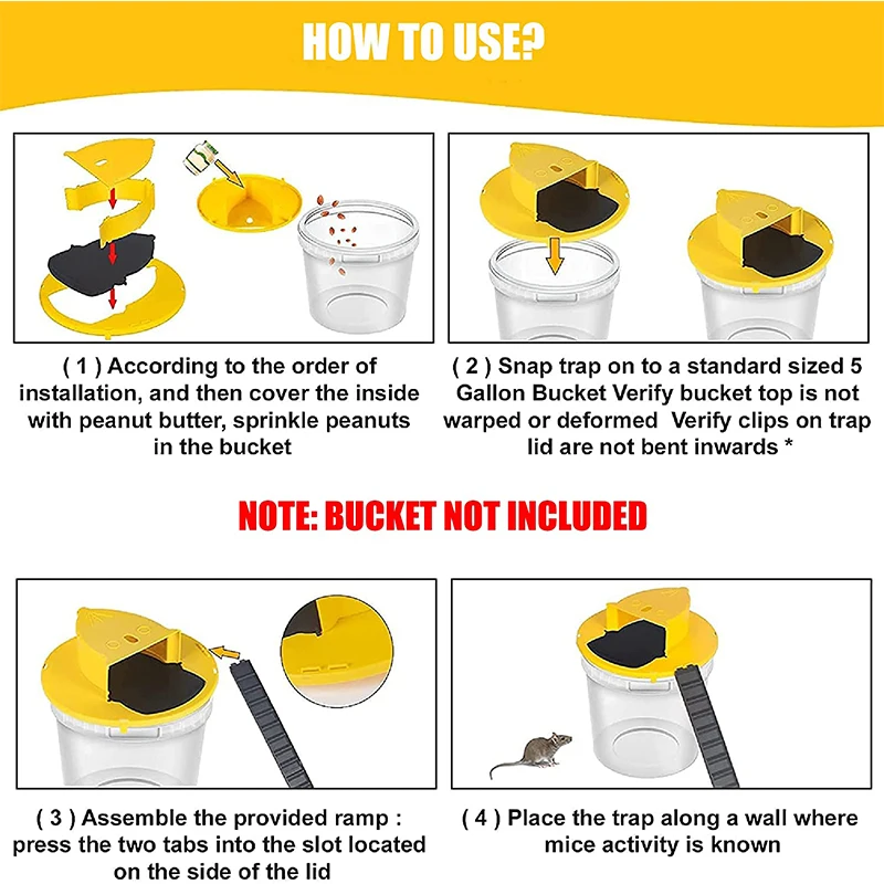 Mouse Catcher Trap Intelligent Pitfall Mouse Catcher Trap Bucket Automatic Reset Flipping Sliding Bucket Lid After Catching Mice