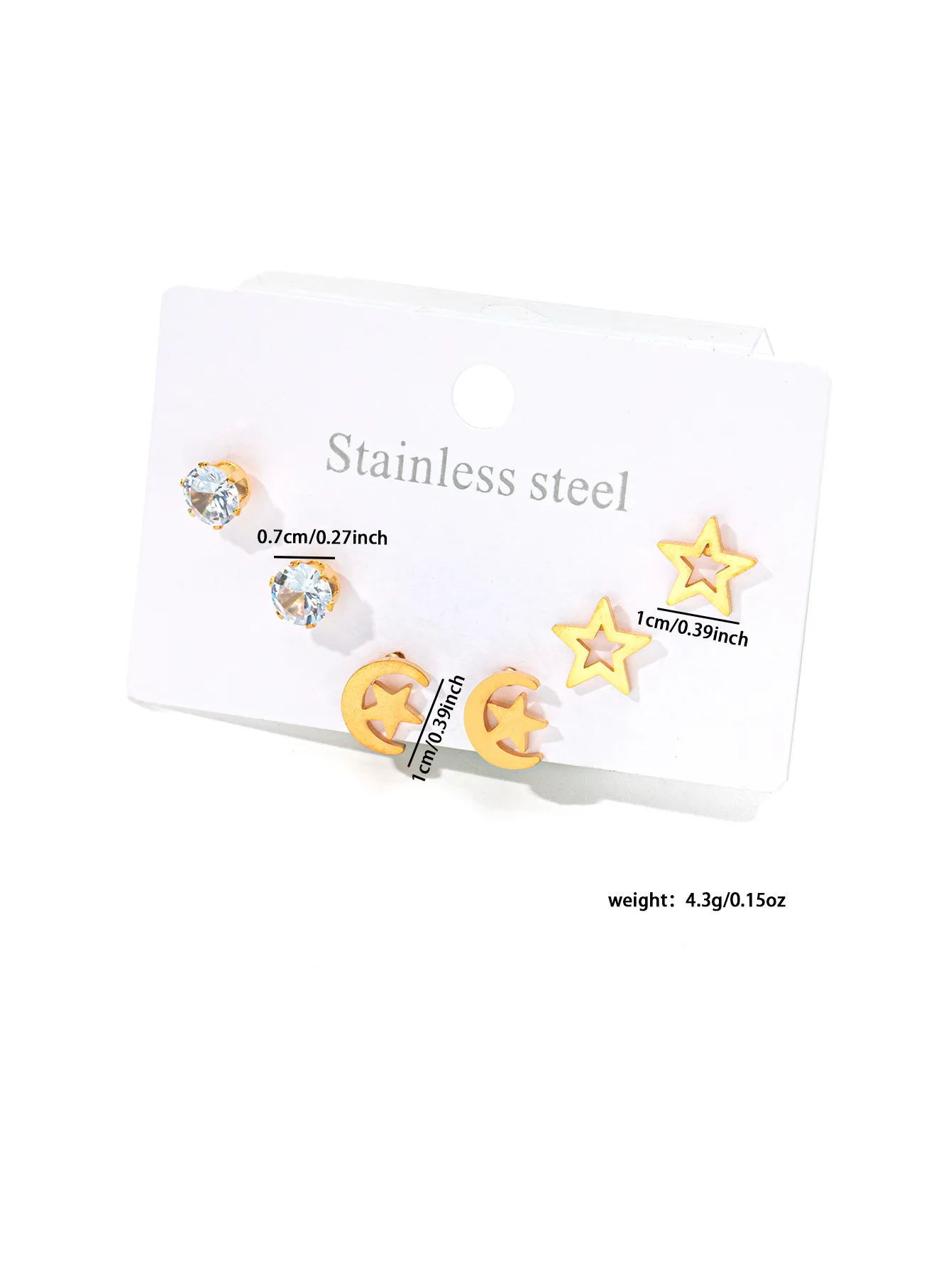 Luxury 316L Stainless Steel 6 Pieces Star Moon Zircon Earring for Women Simple Delicate Jewelry Gifts Wholesale 9