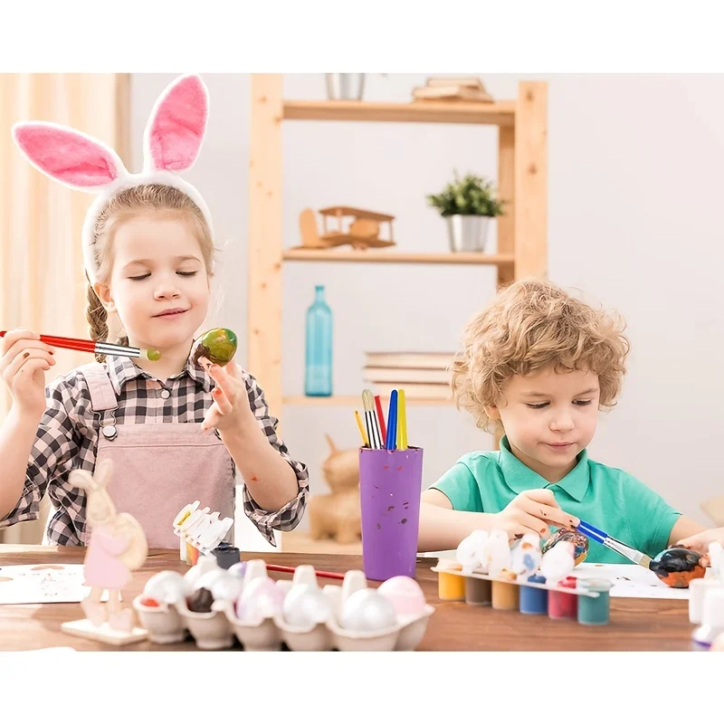 Paint Brushes for Kids, 8 Pcs Big Washable Chubby Toddler Paint Brushes, Easy to Clean & Grip Round and Flat Preschool Paint Bru 4