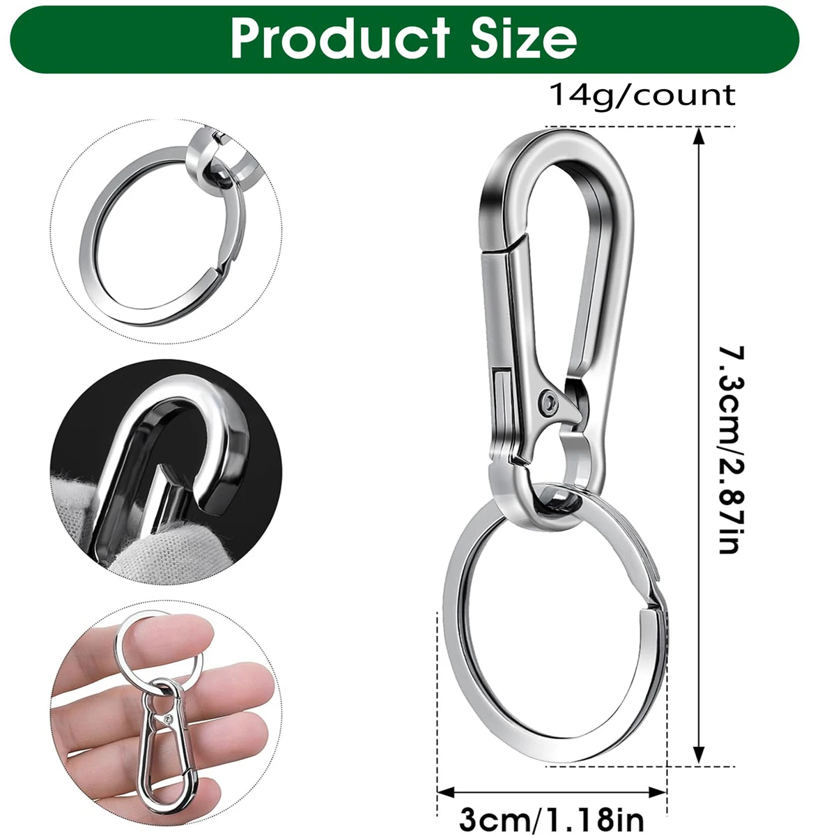 2 Portachiavi A Clip In Metallo Con Moschettone - Organizer Per Chiavi, Compatto E Antigraffio, Per Uomo E Donna