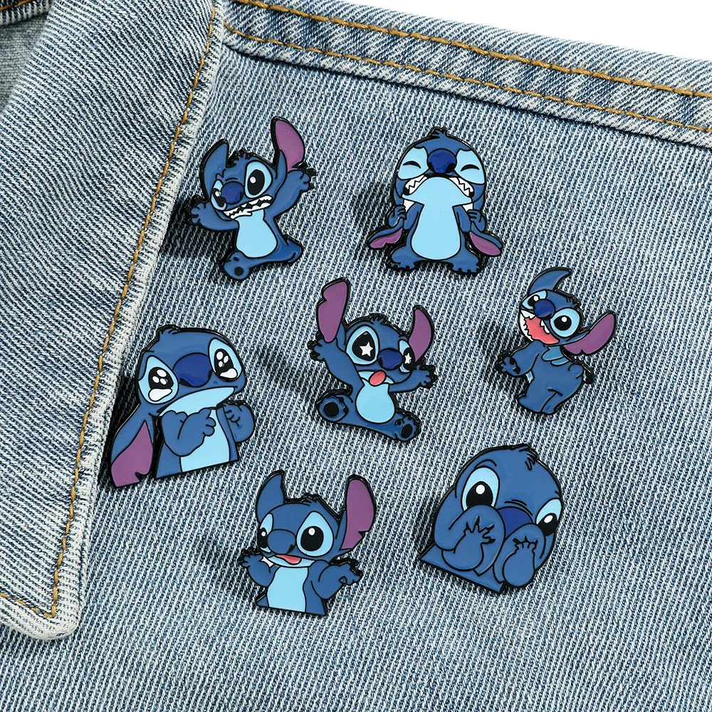 

Disney Stitch Brooches Anime Pins Fashion Jewelry Cute Creative Cartoon Brooch Funny Metal Badge Alloy Drip Bag Accessories Pins