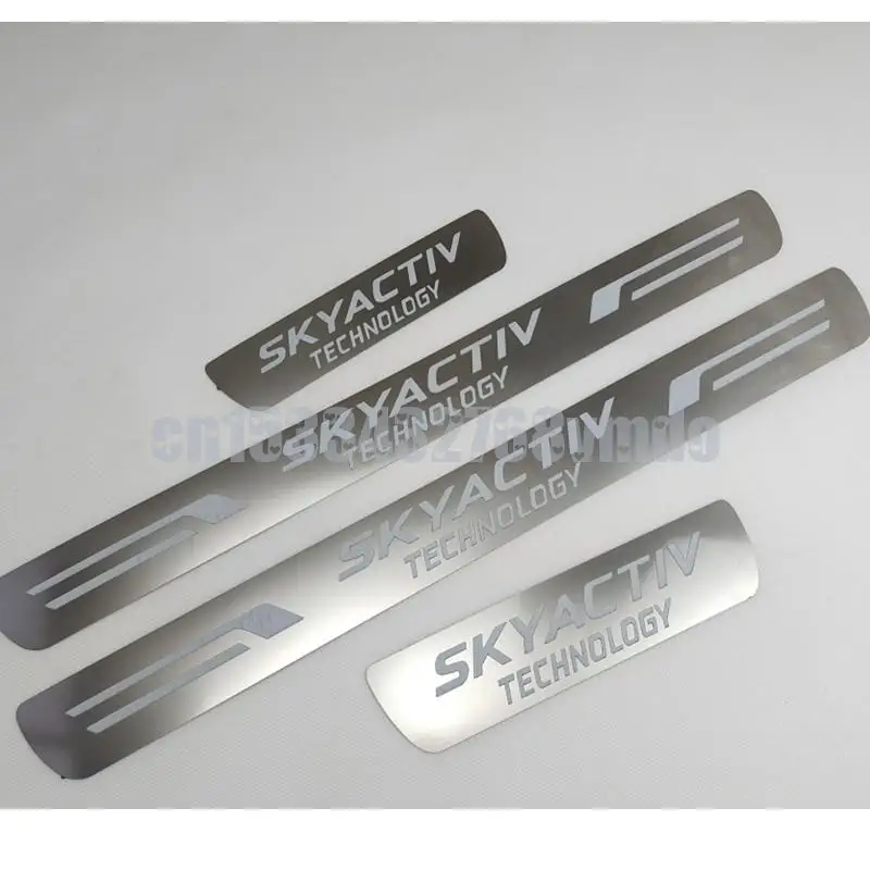 

4 шт. Стайлинг автомобиля, протектор из нержавеющей стали, Накладка на порог, присоска, накладка на педаль для Mazda skyкнопки skypro 2017-2019 2020