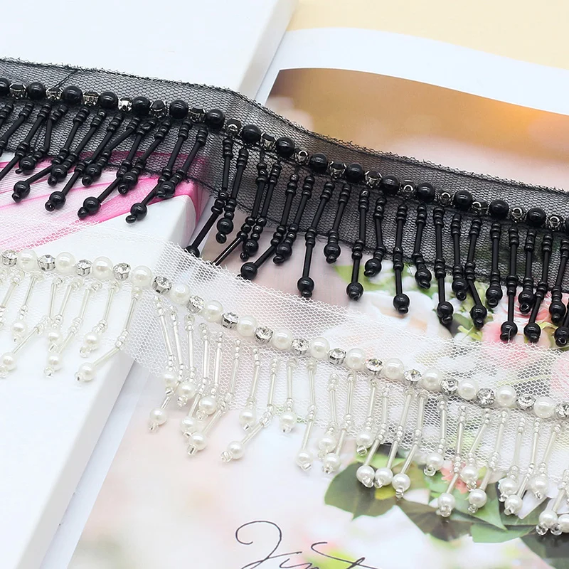 5cm Beaded Sequins Tassel Latin Dance Dress Decorative Trim Fringe Lace Trimming Clothes Sewing Accessories Clothing Supplies