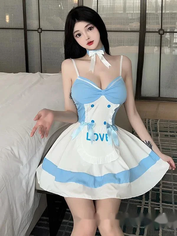 

Sexy Underwear Solid Romantic Hollow Maid Uniform Mature Charm Elegant Gentle Hollow Out Maid Temptation Passionate Dress YD8I