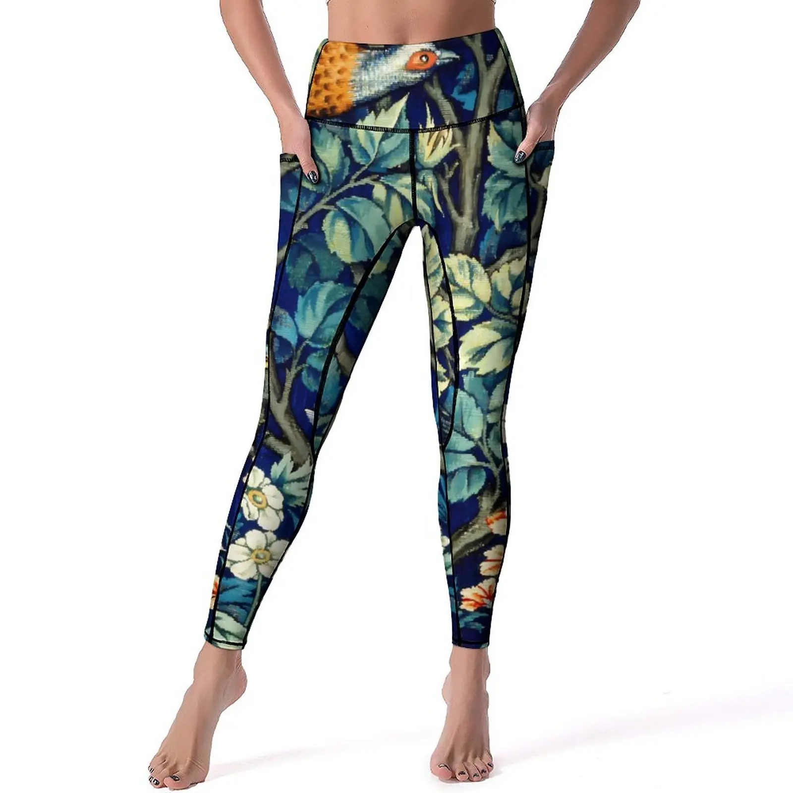 

Forest Print Yoga Pants Pockets Animals and Flowers Leggings Sexy Push Up Breathable Yoga Sports Tights Stretch Fitness Leggins
