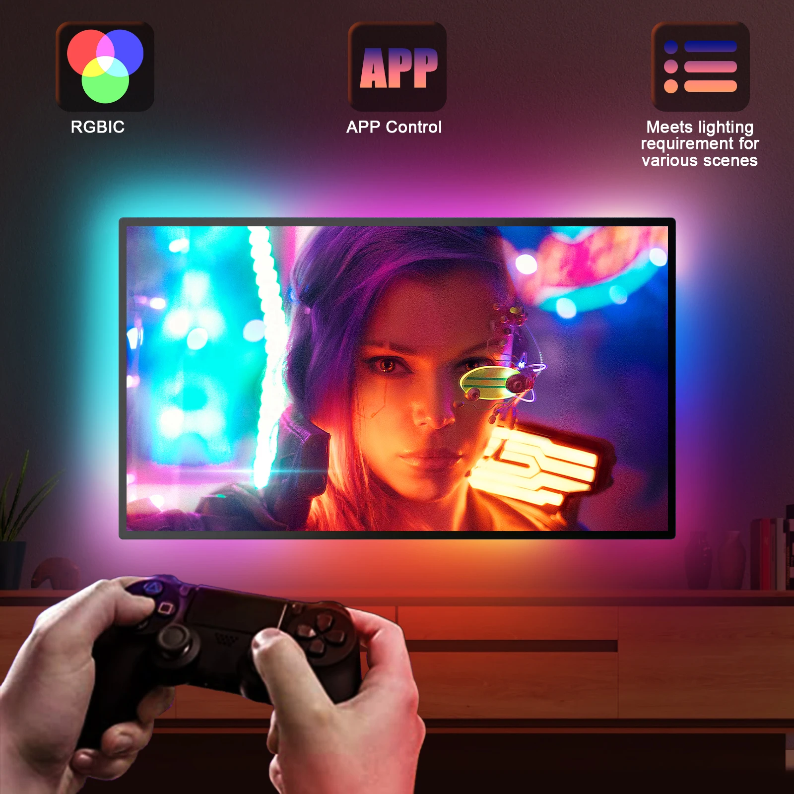 For 58-65inch TV Home theater Ambient PC Back Light Devices USB RGB Tape Screen Color Sync Led Kit For Alexa/Google Box HDMI1.4b