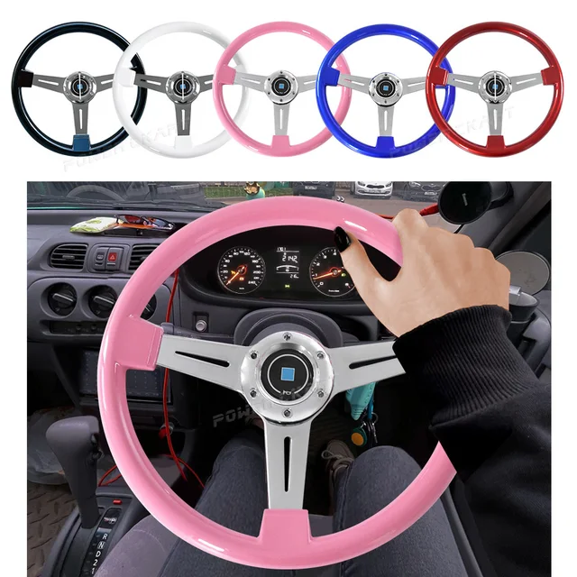 14Inch Carbon Style Heart Shape Steering Wheel Car Modified JDM Racing  Sport Steering Wheel with Anime Horn Button - AliExpress