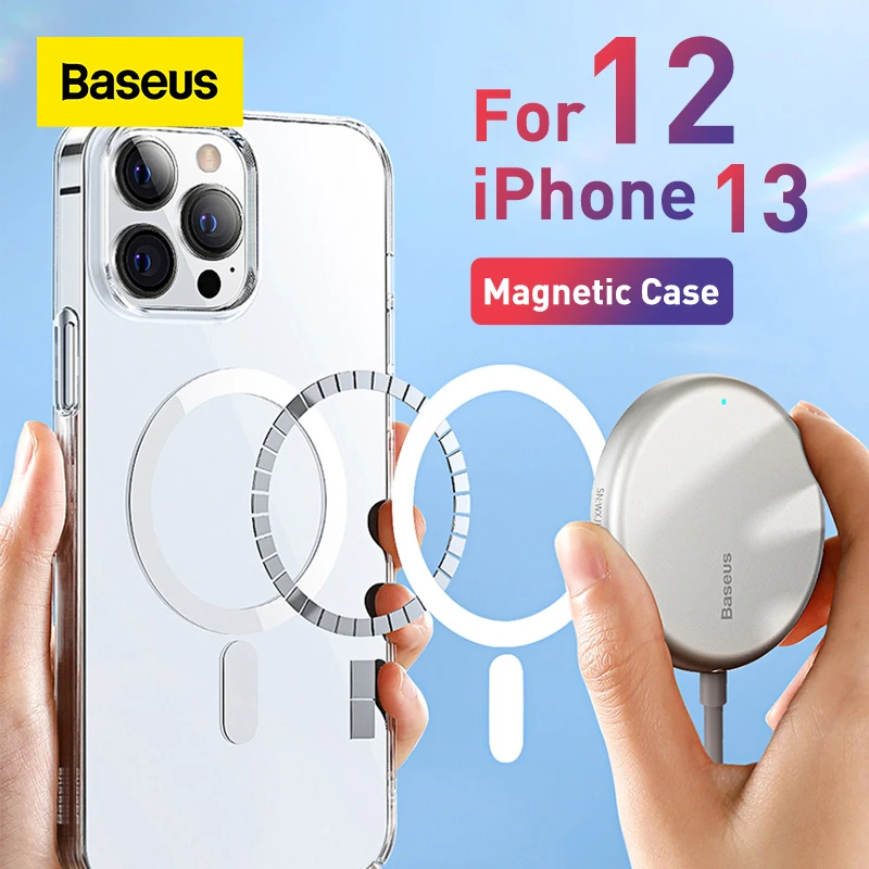 Baseus Magnetic Phone Case For iPhone 13 12 Pro Max Support Wireless Charging Back Case Transparent Protect Cover For iPhone2021 iphone 12 pro max portable charger