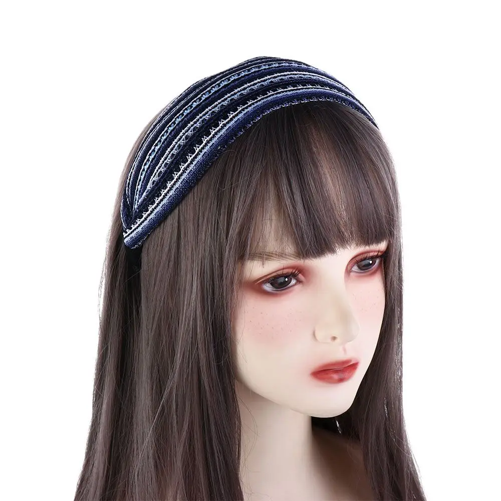 

Женская повязка на голову с широкими краями, винтажная повязка для волос в Корейском стиле, летняя разноцветная повязка на голову, подарок