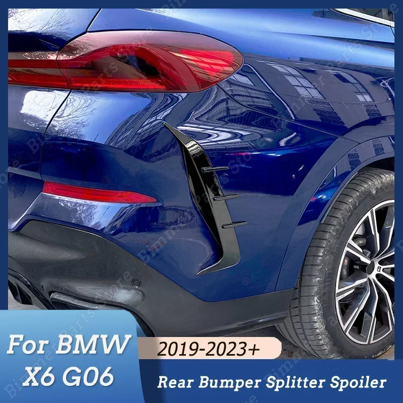 

2Pcs Car Rear Bumper Splitter Spoiler Canard Air Vent ABS For BMW X6 G06 2019 2020 2021 2022 2023+ Body Kits Tuning Gloss Black