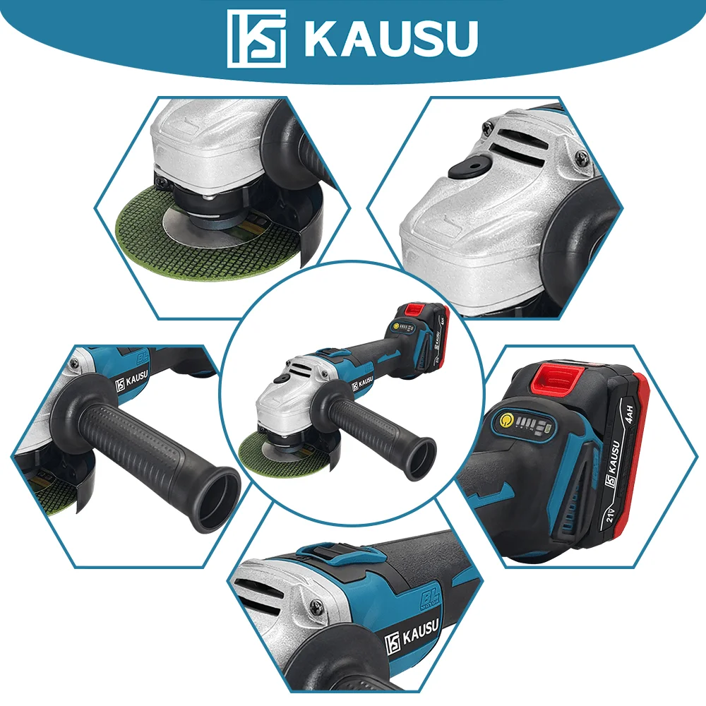 100MM M10 Brushless Electric Angle Grinder Variable Speed Woodworking Cutting Machine Grinding Power Tool For Makita 18V Battery 5