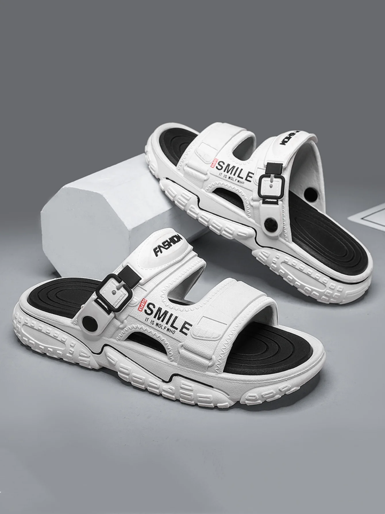 Men's Summer Thick-Soled Sandals, Casual Open-Toe Soft-Soled Shoes, Comfortable Slippers, Bathroom Slip-On Shoes