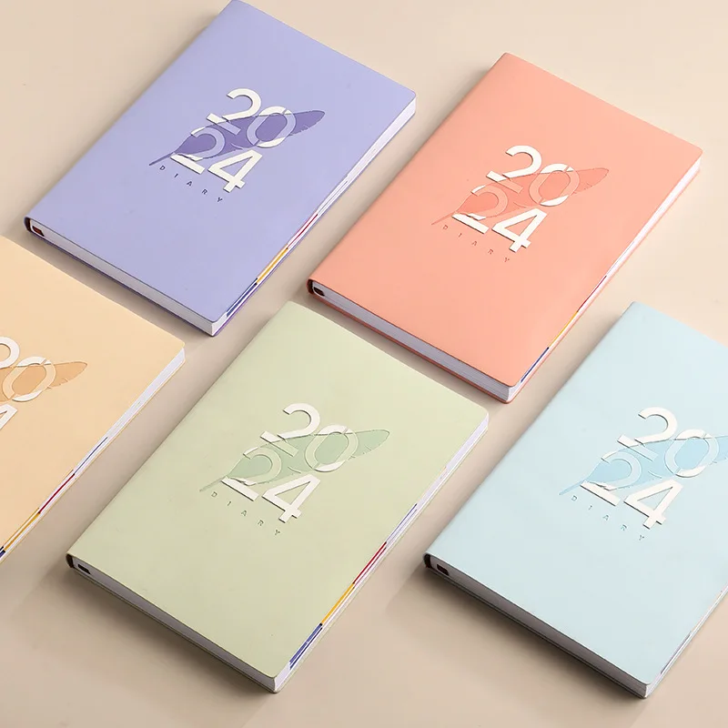 A5 Planner 2024 Notebook Personal Diary Organizer Daily Calendar Schedule Notebooks for Office School Supplies Stationery