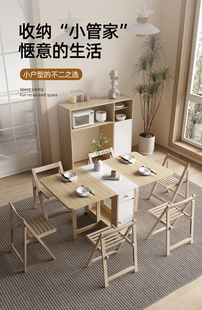 Description Picture 2 of itemFolding Dining Table Set 6 Chairs Luxury Vintage Square Dining Table Extensio Nordic Mesas Y Sillas De Comedor Kitchen Furniture