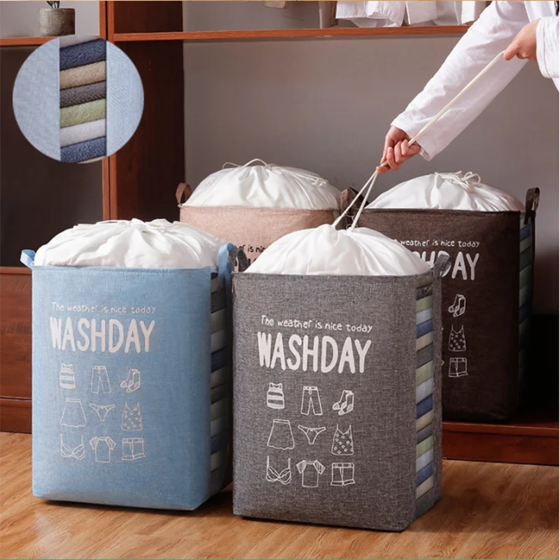 

Foldable Laundry Basket Large Capacity Laundry Hamper Dirty Clothes Storage Organizer Drawstring Bucket Homehold Storage Bin Bag